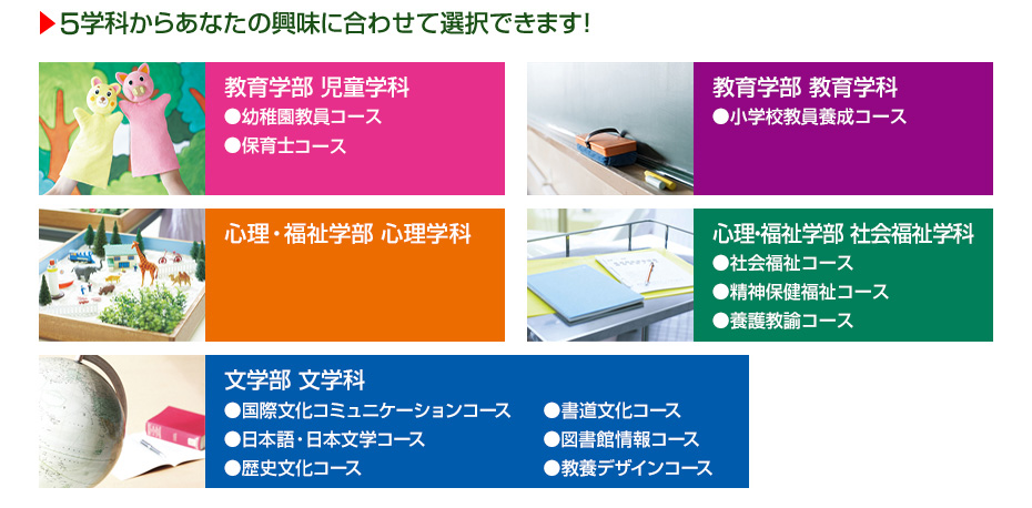 ４学科からあなたの興味に合わせて選択できます！